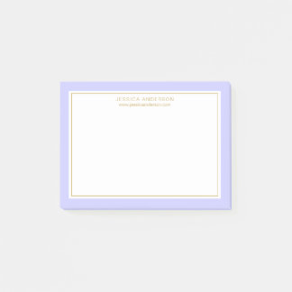 Elegant Modern Periwinkle Gold Border Personalised Post-it Notes