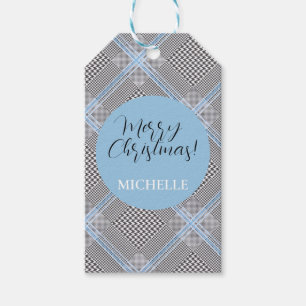 Elegant Modern Personalised Blue Tartan Gift Tags