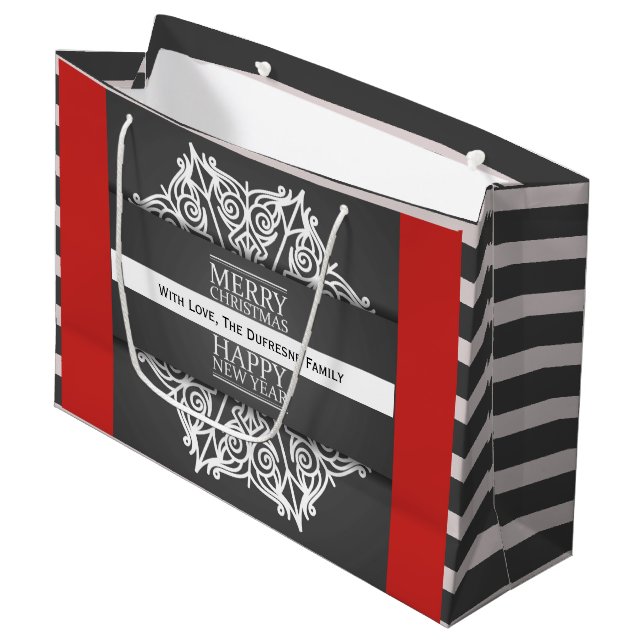 Elegant & Modern Personalised Christmas Large Gift Bag (Front Angled)