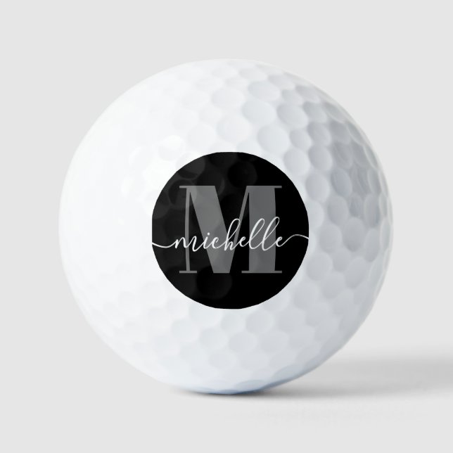 Elegant Modern Personalised Monogram Golf Balls (Front)