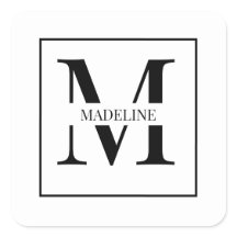 Elegant Modern Personalised Monogram White