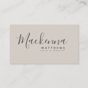 Elegant Modern Personalised Name Beige Hair Salon Business Card