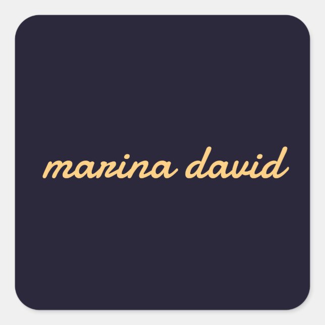 Elegant modern personalised  square sticker (Front)