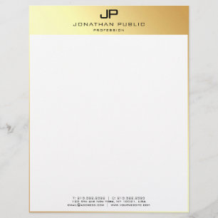 Elegant Modern Personalised Template Gold White Custom Letterhead