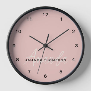 Elegant Modern Personalised With Name Monogram Clock