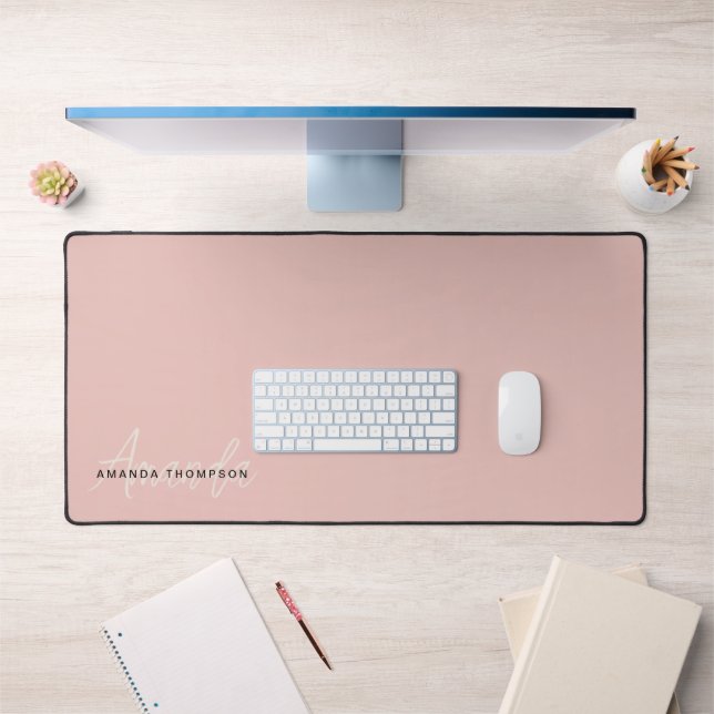 Elegant Modern Personalised With Name Monogram Desk Mat (Office 1)