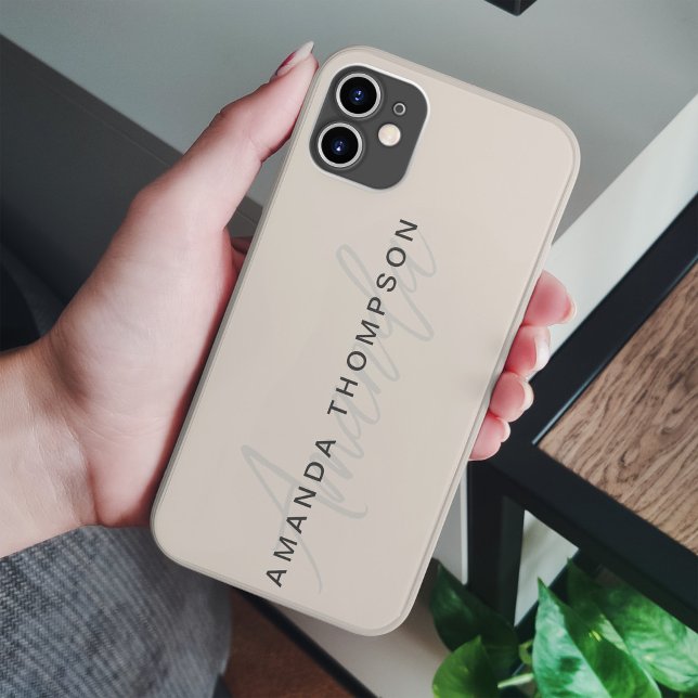 Elegant Modern Personalised With Name Monogram iPhone Case (Creator Uploaded)