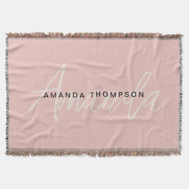 Elegant Modern Personalised With Name Monogram Throw Blanket (Front)