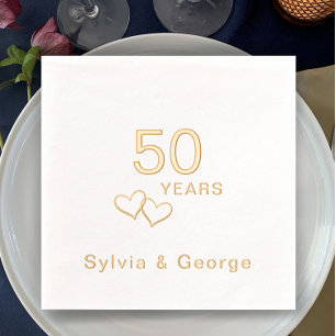 Elegant Modern Personalized 50th Anniversary Party Foil Napkins