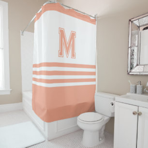 Elegant Modern Personalized Monogram Peach  Shower Curtain