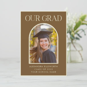 Elegant Modern Photo Brown Arch Graduation Announc Announcement