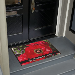 Elegant Modern Photo California Red Poppy Flower   Doormat