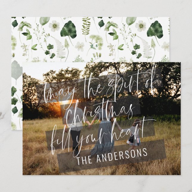 Elegant modern photo Christmas loving family Announcement (Front/Back)