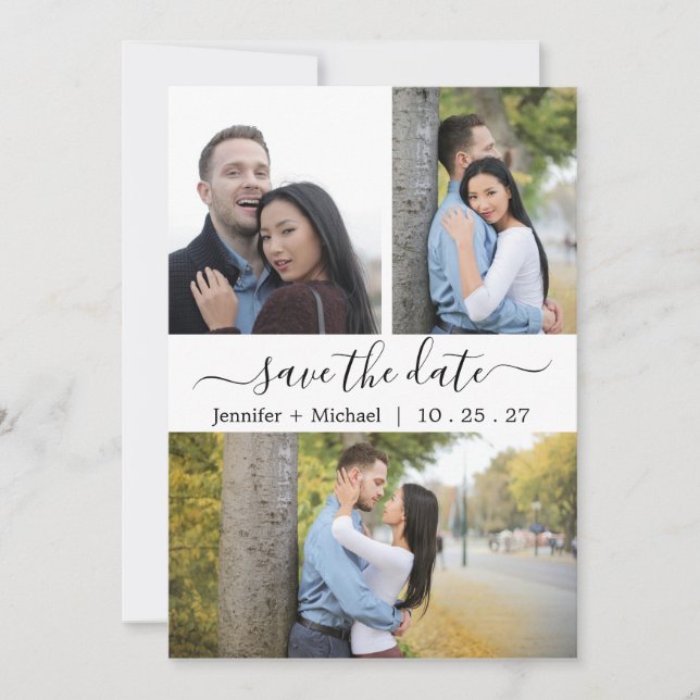 Elegant Modern Photo Collage -2- Save The Date (Front)