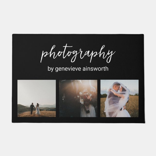 Elegant Modern Photo Collage Photography Business Doormat (Front)