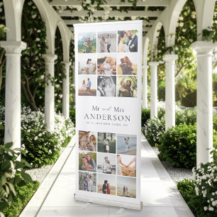 Elegant Modern Photo Collage Wedding Retractable Banner