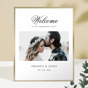 Elegant Modern Photo Engagement Party Welcome Poster
