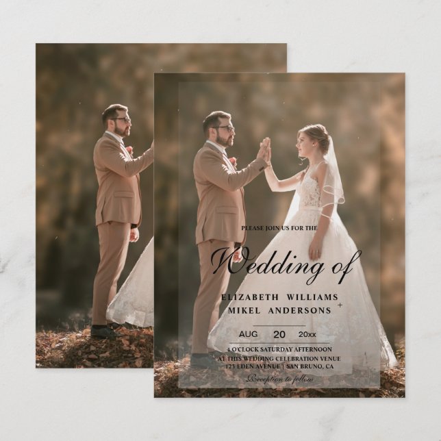 Elegant Modern Photo Front & Back Wedding  Invitation (Front/Back)
