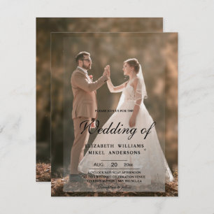 Elegant Modern Photo Front & Back Wedding  Invitation