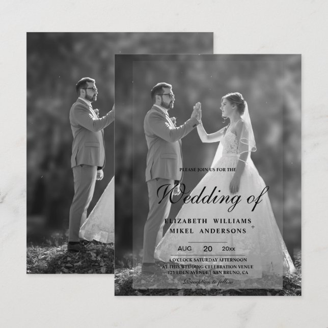 Elegant Modern Photo Front & Back Wedding Invitation (Front/Back)