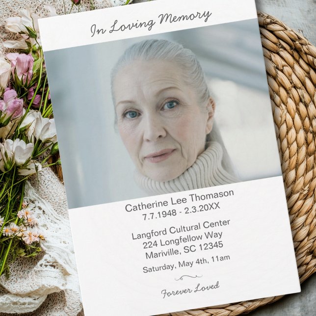 Elegant Modern Photo Funeral In Loving Memory Invitation (Elegant Modern Photo Funeral In Loving Memory Invitation)