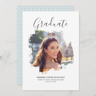 Elegant Modern Photo Geometric Graduation Party Invitation