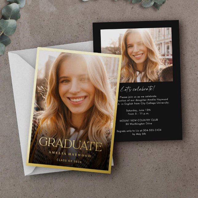 Elegant Modern Photo Gold Graduation Party (Creator Uploaded)