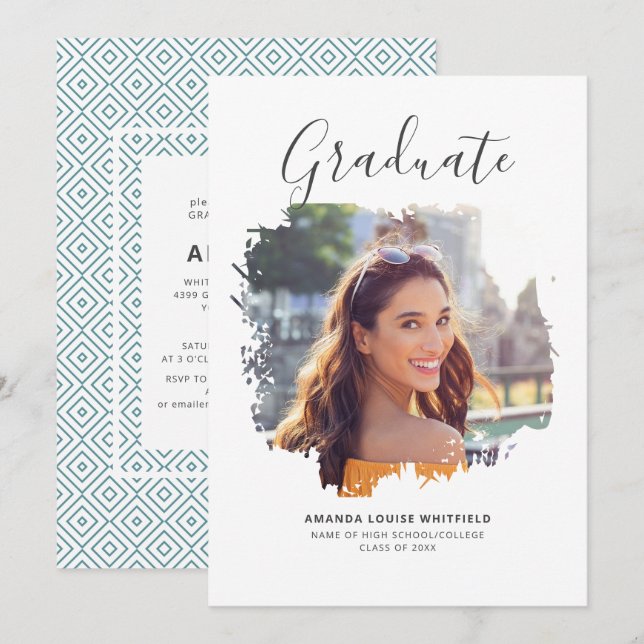 Elegant Modern Photo Graduation 2025 Party Invitation (Front/Back)