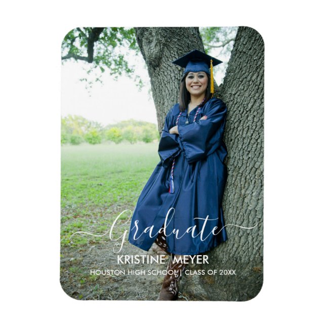 Elegant Modern Photo Graduation Magnet (Vertical)