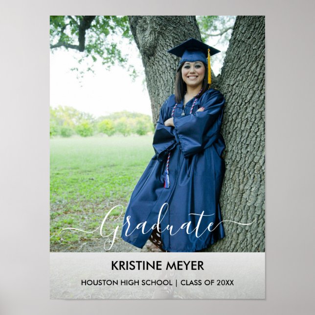 Elegant Modern Photo Graduation Poster (Front)