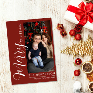 Elegant Modern Photo Holiday Card  Merry Christmas