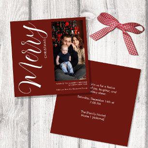 Elegant Modern Photo Holiday Invitation   Merry 