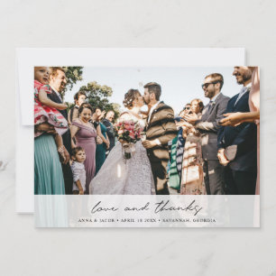 Elegant Modern Photo Love and Thanks Wedding Thank You Card