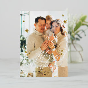 Elegant Modern Photo Merry Christmas Foil Holiday Card