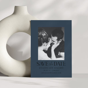 Elegant Modern Photo Navy Blue Winter Wedding Save The Date