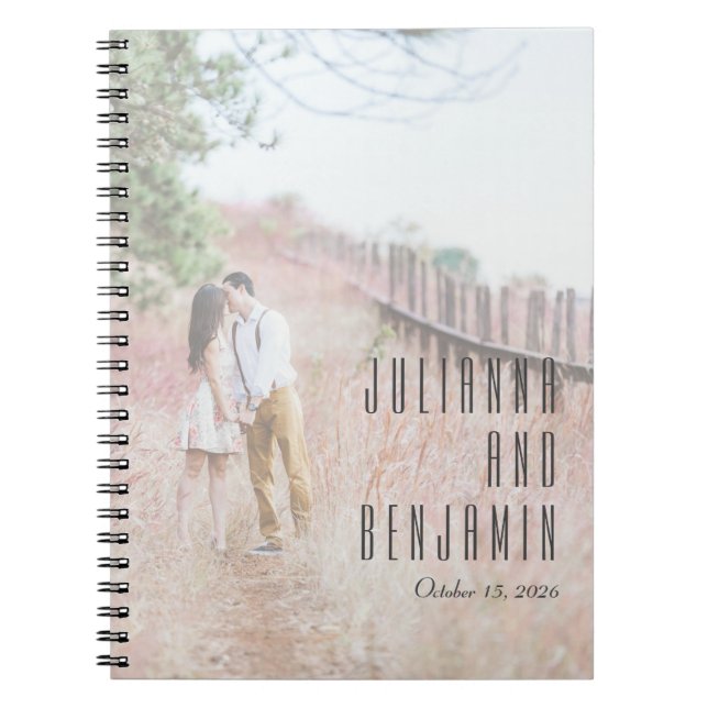 Elegant Modern Photo Overlay Custom Wedding  Notebook (Front)