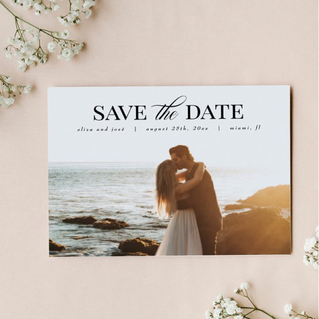 Elegant Modern Photo Save the Date Postcard (Creator Uploaded)
