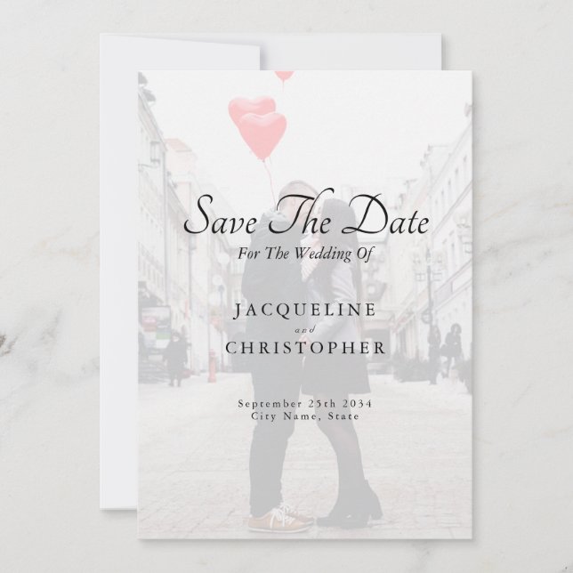 Elegant Modern Photo Save the Date Wedding Card (Front)