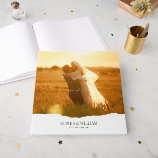 Elegant Modern Photo Torn Paper Wedding Guest Book