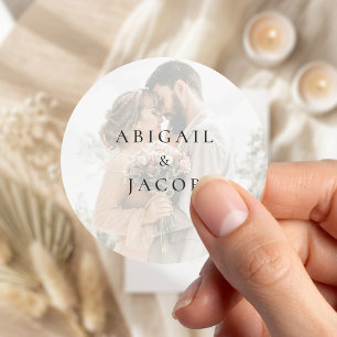 Elegant Modern Photo Wedding Classic Round Sticker