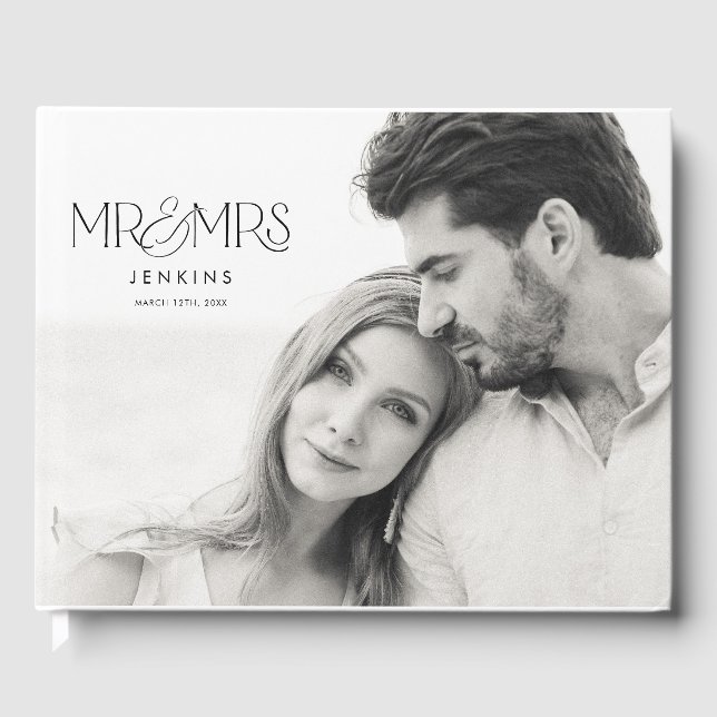 Elegant Modern Photo Wedding Guest Book (Front)