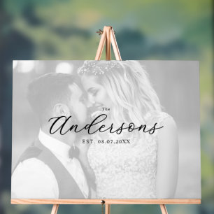 Elegant Modern Photo Wedding Guest Signing Board Acrylic Sign