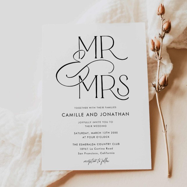Elegant Modern Photo Wedding Invitation (Modern Minimal Photo Wedding Invitation)