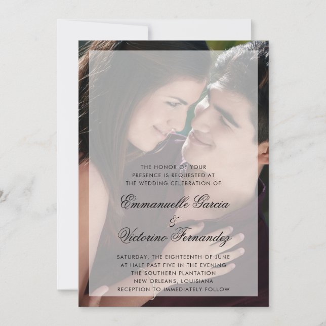 Elegant Modern Photo Wedding Invitation (Front)