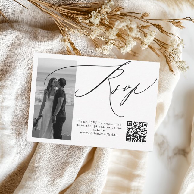 Elegant Modern Photo Wedding RSVP Card (Creator Uploaded)