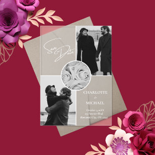 Elegant Modern Photo Wedding Save The Date Acrylic Invitations