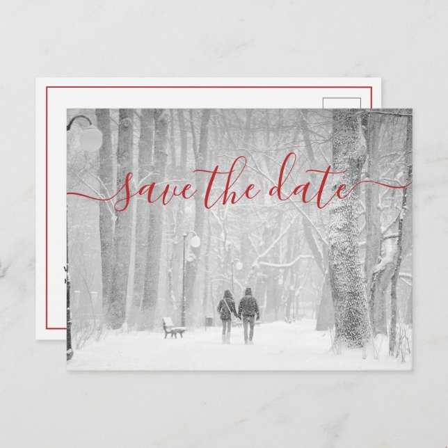 Elegant Modern Photo Wedding Save the Date Announcement Postcard (Front/Back)