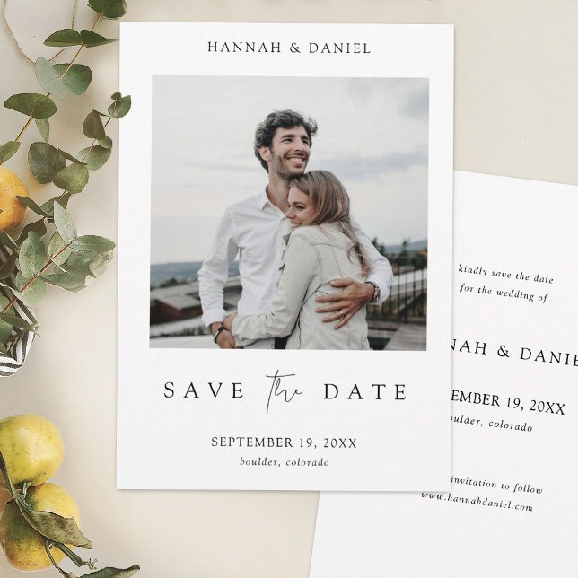 Elegant Modern Photo Wedding Save the Date Card (Creator Uploaded)
