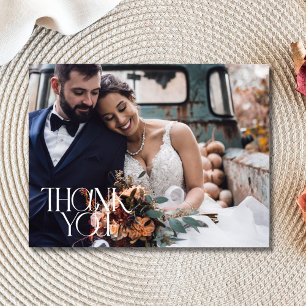 Elegant Modern Photo Wedding Thank You Postcard