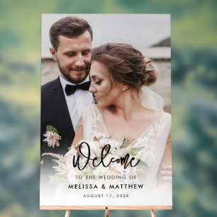 Elegant Modern Photo Wedding Welcome Acrylic Sign